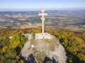 Aerial view of The monument at Okolchica, Bulgaria