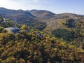 Aerial view of The monument at Okolchica, Bulgaria