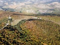 Aerial view of The monument at Okolchica, Bulgaria