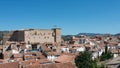 Aerial view of Mora de Rubielos, the castle and the city around it. Teruel, Aragon, Spain Royalty Free Stock Photo