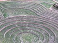 Aerial view of Moray, an archaeological site in Peru.