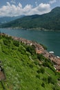 aerial view of Morcote on Ceresio Lake