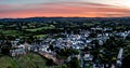 Aerial view of Moretonhampstead in Dartmoor, Devon at sunset