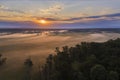 Aerial view of the morning with mist in Lonjsko polje