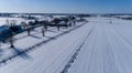 Aerial View of Morning Snow over Amish Countryside