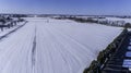 Aerial View of Morning Snow over Amish Countryside