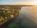 Aerial view of Mornington Peninsula coastline at sunset, Austral Royalty Free Stock Photo