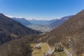 Aerial view of the Morobbia valley, the Magadino plain and the Locarno lake