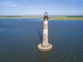 Aerial view of the Morris Island lighthouse near Folly Beach and Charleston, South Carolina Royalty Free Stock Photo