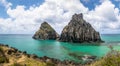 Aerial view of Morro Dois Irmaos at Baia dos Porcos Beach - Fernando de Noronha, Pernambuco, Brazil