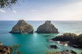 Aerial view Morro Dois Irmaos at Baia dos Porcos - Fernando de Noronha, Pernambuco, Brazil