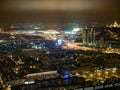 aerial view of Moscow city with Luzhniki at night Royalty Free Stock Photo