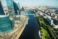 Aerial view of Moscow with Moskva River, Russia