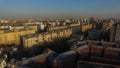 Aerial view of Moscow at night. Novoarbatsky bridge, Government Building, Ukraine Hotel during night in Moscow. Top view