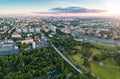 Aerial view of Moscow over the Rostokino Aqueduct Royalty Free Stock Photo