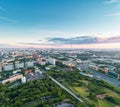 Aerial view of Moscow over the Rostokino Aqueduct