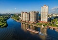 Aerial view of Moscow with skyscrapers over Moskva River Royalty Free Stock Photo