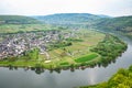 Aerial view of the Moselle river and village of PÃÂ¼nderich, Germany