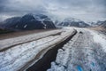 Ice highway - Mount McKinley glacier tracks seen from the airplane, Alaska Royalty Free Stock Photo