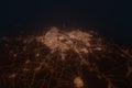 Aerial view on Mosul (Iraq) from north. Top view on modern city at night from satellite Royalty Free Stock Photo