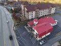 Aerial view of motels and parking lot Royalty Free Stock Photo