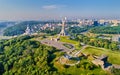 Aerial view of the Motherland Monument and the Second World War Museum in Kiev, Ukraine