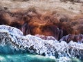 Aerial view of the motion of the undertow in the winter sea Royalty Free Stock Photo