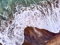 Aerial view of the motion of the undertow in the winter sea Royalty Free Stock Photo