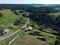 Aerial view of a Motocross track in the green countryside area