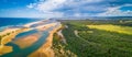 View of Mots Beach and Lovelock Lookout in Marlo, Victoria, Australia.