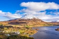 Aerial view of Mount Errigal, the highest mountain in Donegal - Ireland