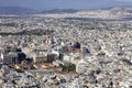 Aerial view from Mount Lycabettus of city with main bulding of National and Kapodistrian University of Athens, Greece