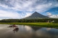Aerial View of Mount Mayon Volcano and Sumlang Lake Near Legazpi City in Albay, Philippines Royalty Free Stock Photo
