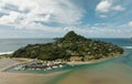 Aerial view of Mount Paku. Located in the Coromandel Peninsula, New Zealand