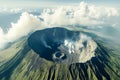 Aerial view of Mount Slamet or Gunung Slamet is an active stratovolcano in the Purbalingga Regency. Central Java