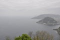 Aerial view with Mount Urgull from mount Igueldo viewpoint of Donostia- San Sebastian in Spain Royalty Free Stock Photo