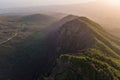 Aerial view of Mount Vesuvius crest at sunset, Naples, Campania, Italy. Royalty Free Stock Photo