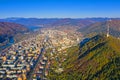 Aerial view of mountain city in autumn Royalty Free Stock Photo