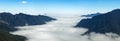 Aerial view of Mountain peak above clouds, Taiwan Royalty Free Stock Photo