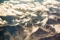 Aerial view of mountain range in Leh, Ladakh, India.