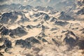 Aerial view of mountain range in Leh, Ladakh, India.