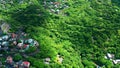 Aerial view mountain road and village at Jinguashi, Taiwan