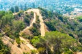 Aerial view of mountain top overlooking city