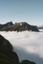 Aerial view mountains and clouds landscape in Norway travel Sunnmore Alps beautiful destinations scenery Royalty Free Stock Photo