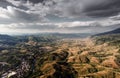 Aerial view of mountains and cloudy skies Royalty Free Stock Photo