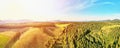 Aerial view of mountains covered with autumn forest Royalty Free Stock Photo