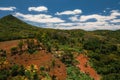 Aerial view of mountains and fields in Mauritius island Royalty Free Stock Photo