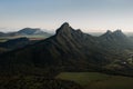 Aerial view of mountains and fields in Mauritius island Royalty Free Stock Photo