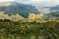 Aerial view of mountains and fields in Mauritius island Royalty Free Stock Photo