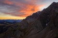 Aerial view of the mountains of the French Alps during sunset near the Col de la Croix de Fer Royalty Free Stock Photo